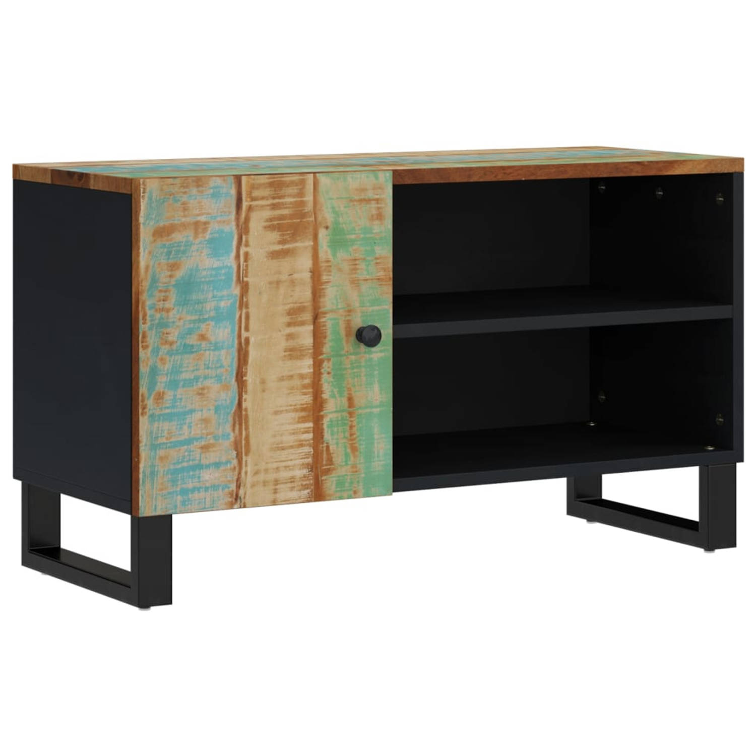 The Living Store Tv-meubel 80x33x46 cm massief hout gerecycled en bewerkt hout - Kast