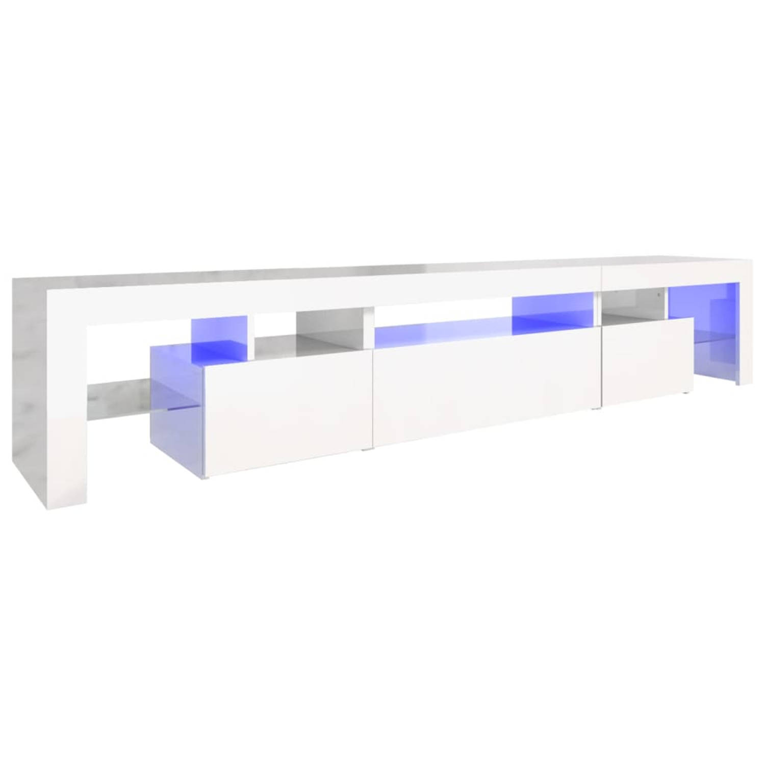 The Living Store TV-meubel - LED-verlichting - hoogglans wit - 215 x 36.5 x 40 cm - opbergruimte