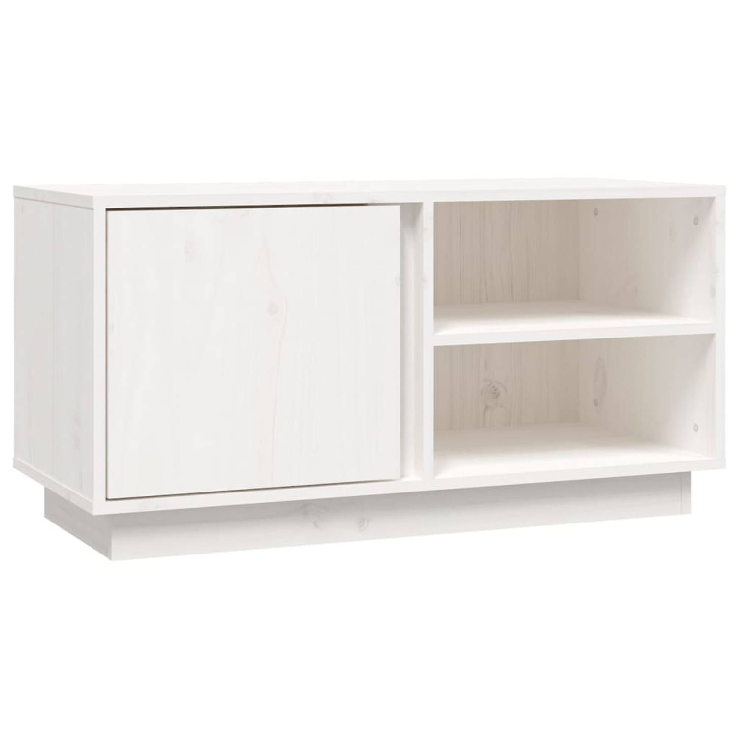 The Living Store Tv-meubel - Grenenhout - 80 x 35 x 40.5 cm - Wit