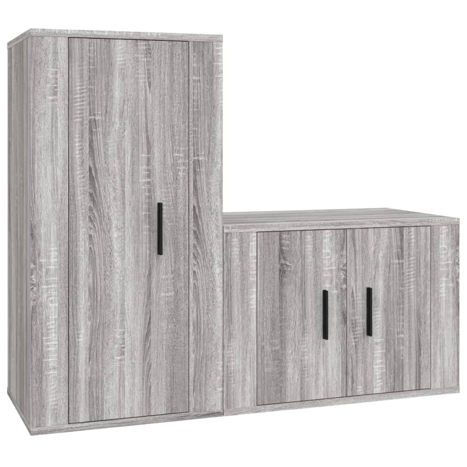 The Living Store Televisiekastenset TV-meubel - 57x34.5x40 cm - 40x34.5x80 cm - Grijs Sonoma Eiken