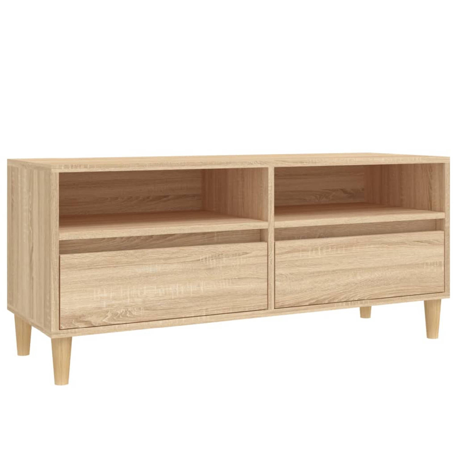 The Living Store Tv-meubel 100x34-5x44-5 cm bewerkt hout sonoma eikenkleurig - Kast