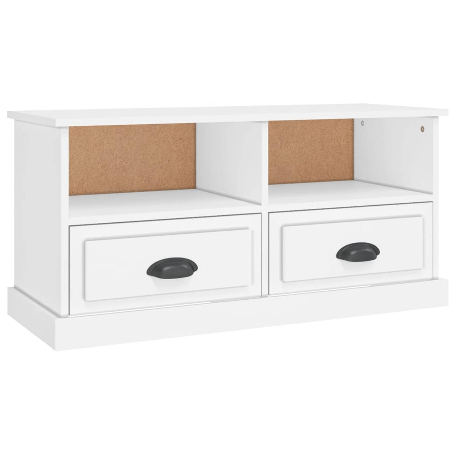 The Living Store TV-meubel - Trendy en praktisch ontwerp - Duurzaam hout - Voldoende opbergruimte - Stevig blad - Wit - 93x35.5x45 cm
