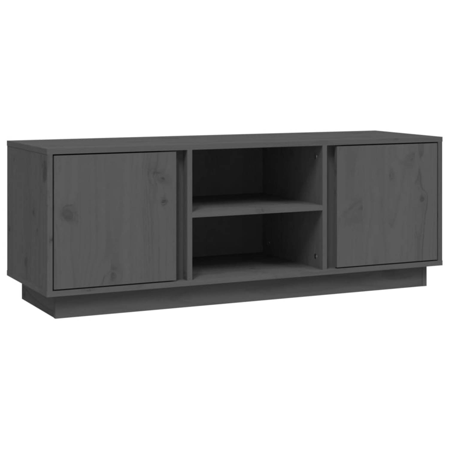 The Living Store Tv-meubel 110x35x40-5 cm massief grenenhout grijs - Kast