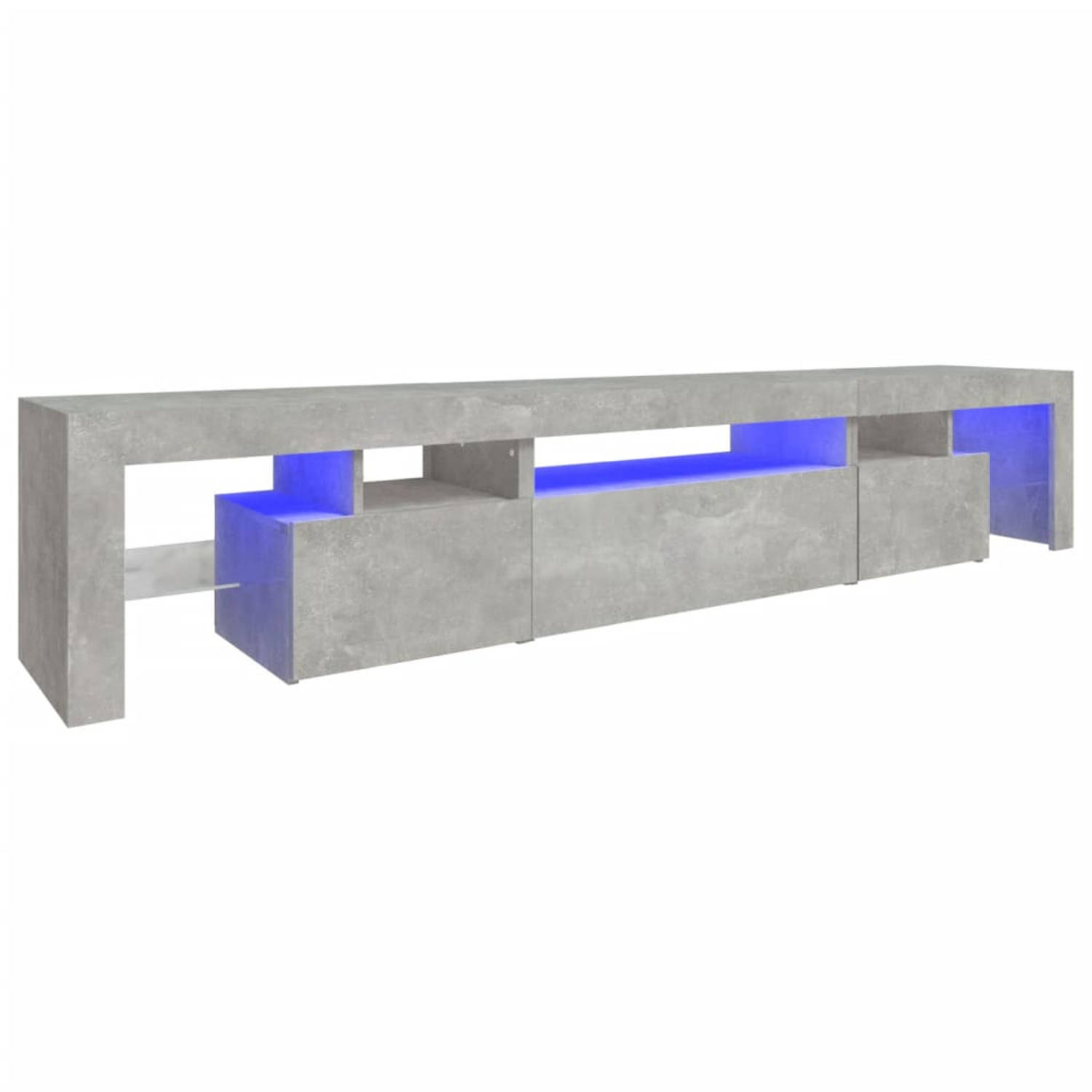 The Living Store TV-meubel Betongrijs 215x36.5x40 cm - LED-verlichting