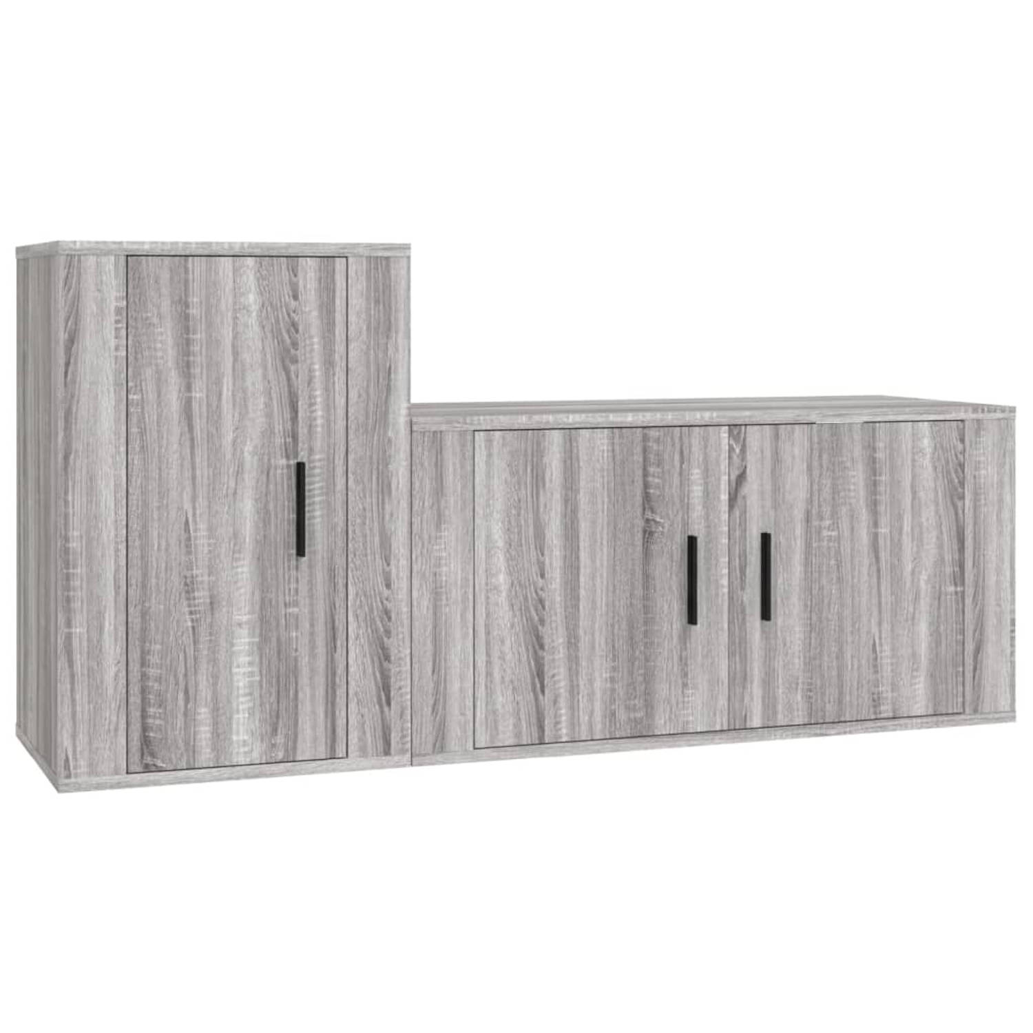 The Living Store Tv-meubelset - Grijs Sonoma Eiken - 80 x 34.5 x 40 cm - 40 x 34.5 x 60 cm