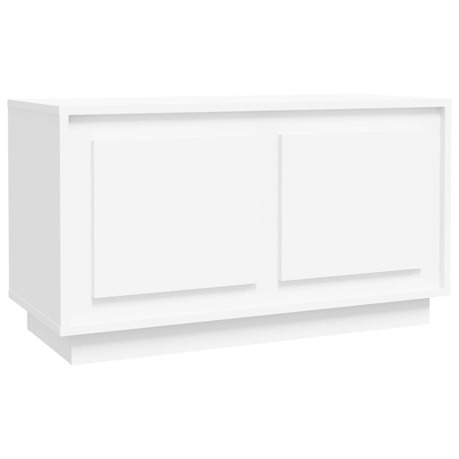 The Living Store Tv-meubel - Trendy en praktisch ontwerp - Duurzaam hout - Voldoende opbergruimte - Stevig blad - Praktische deuren - Wit - 80 x 35 x 45 cm