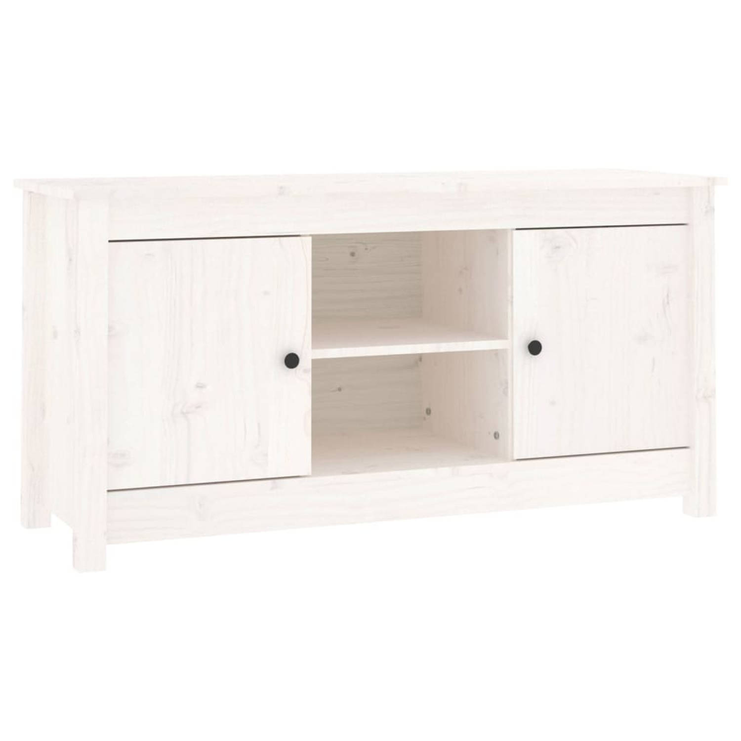 - The Living Store TV-kast Serie Trendy Massief Grenenhout - 103 x 36.5 x 52 cm - Wit