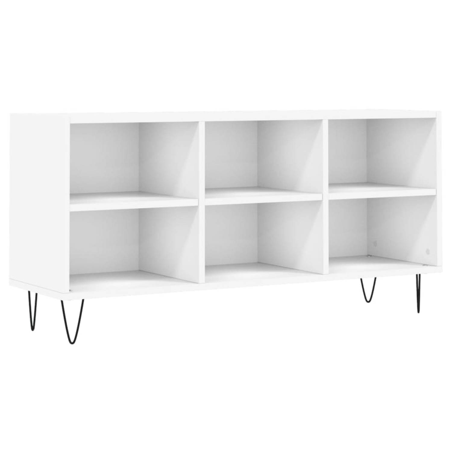 The Living Store TV-meubel TV-kast - 103.5 x 30 x 50 cm - wit - bewerkt hout en ijzer