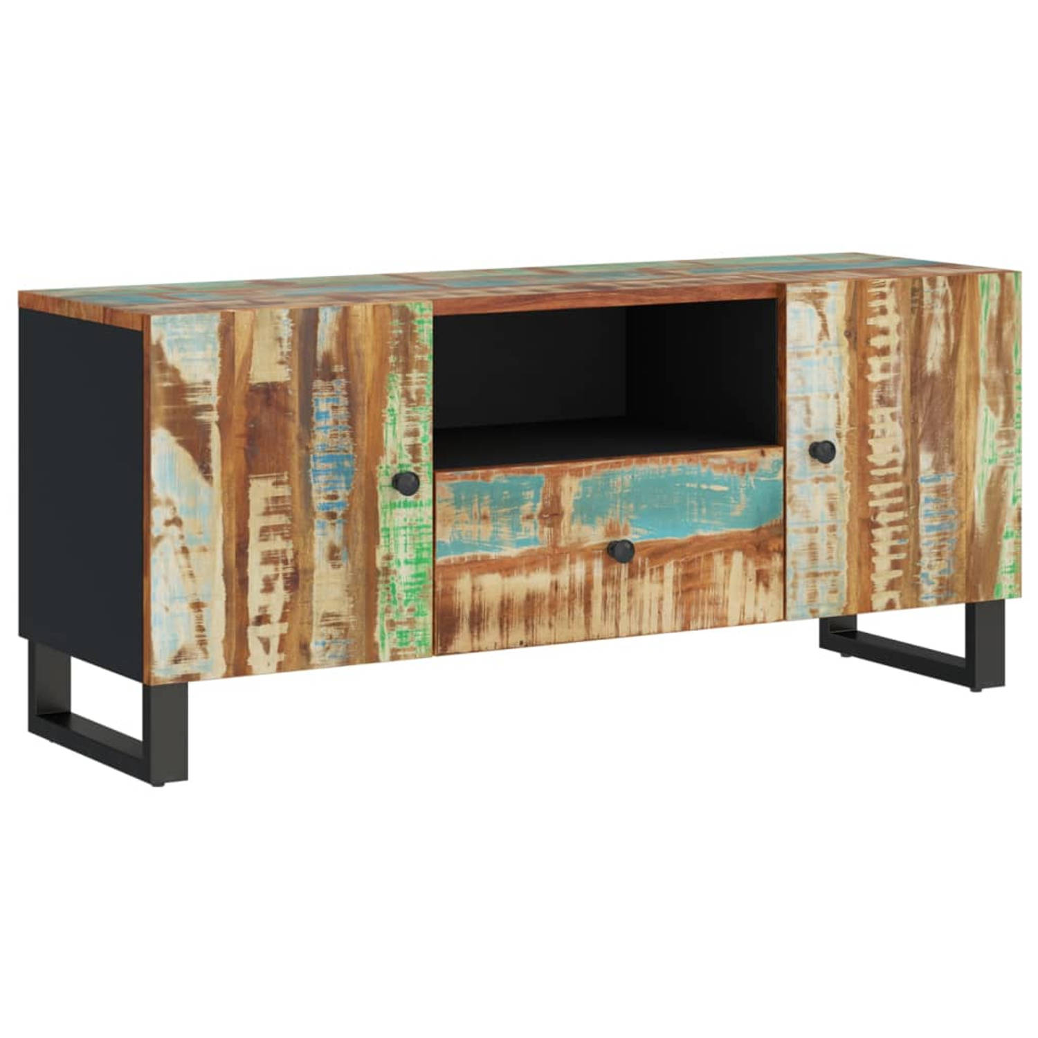 - The Living Store TV-meubel - Serie [NAAM] - TV-meubel - 105x33.5x46cm - Massief gerecycled hout