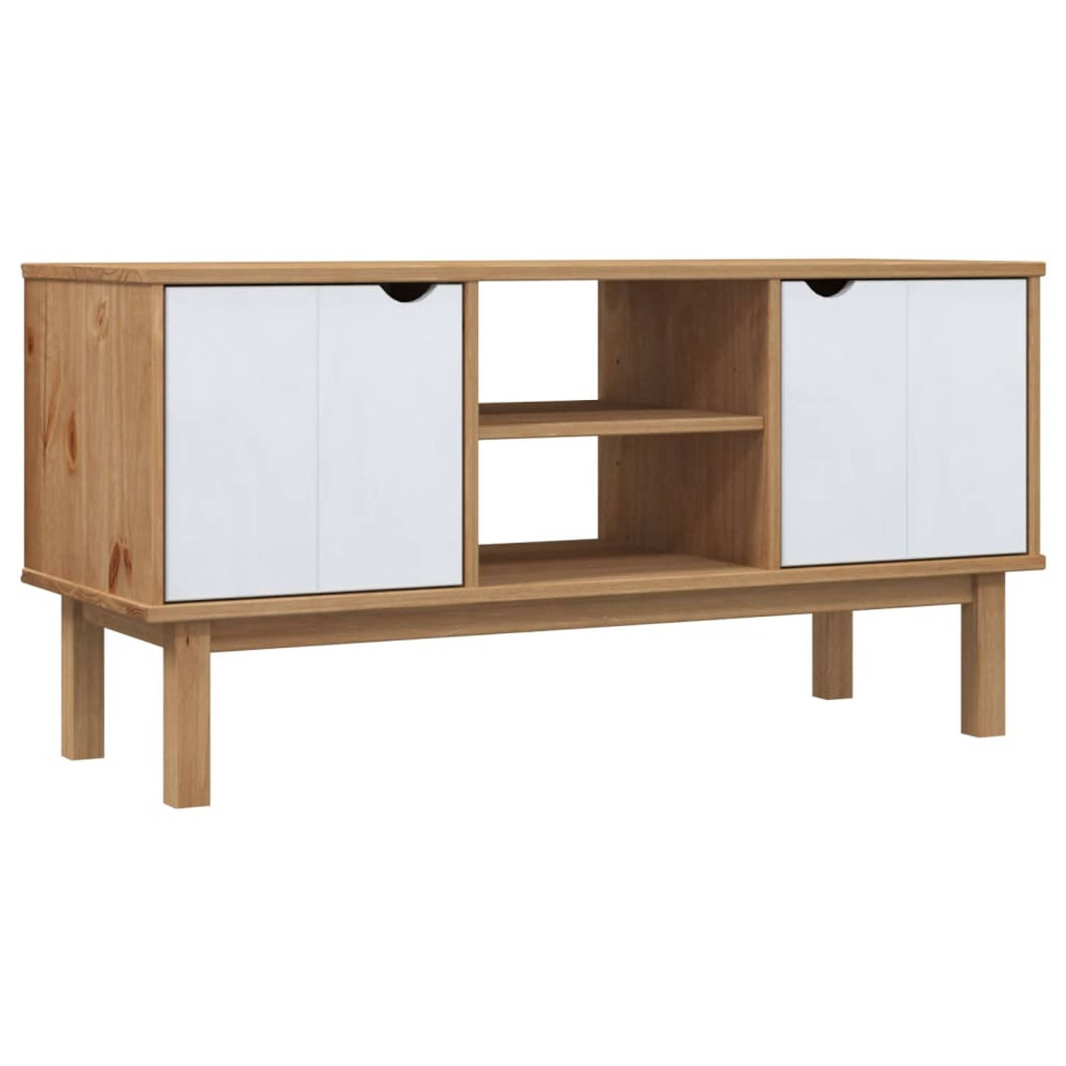 The Living Store - OTTA TV-kast - 113.5 x 43 x 57 cm - Scandinavisch design - Massief grenenhout - Stabiel frame - Voldoende opbergruimte - Display functie