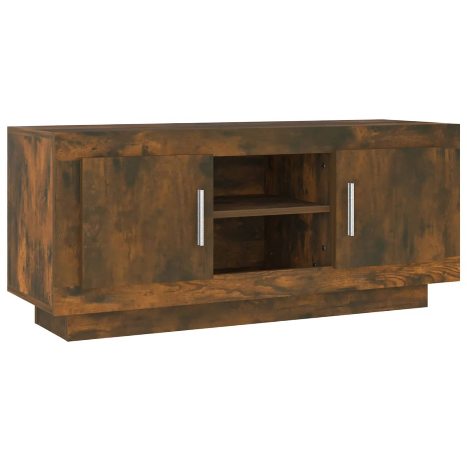 The Living Store Tv-meubel 102x35x45 cm bewerkt hout gerookt eikenkleurig - Kast