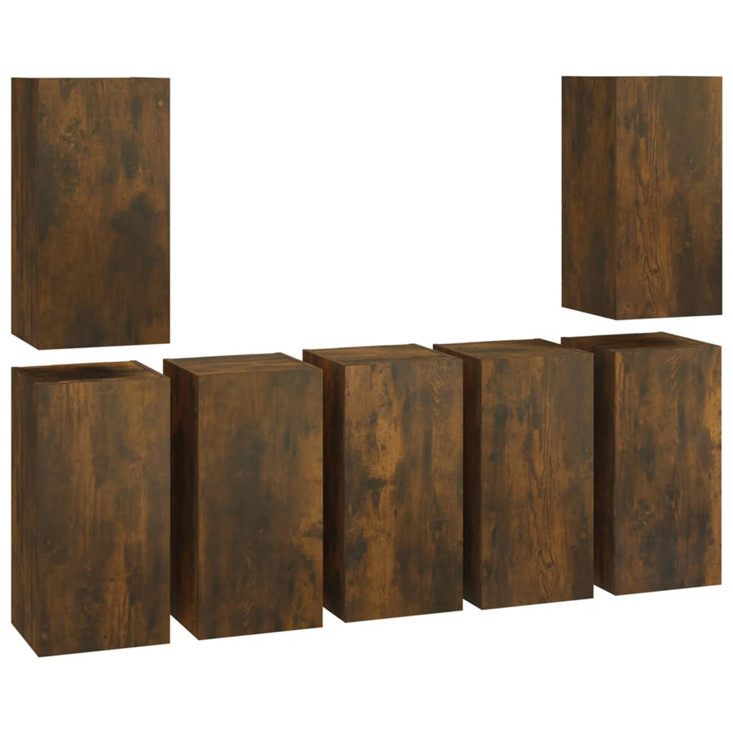 The Living Store Hangende TV-meubelen - Smoked Oak - Bewerkt hout - 30.5 x 30 x 60 cm - Modern design