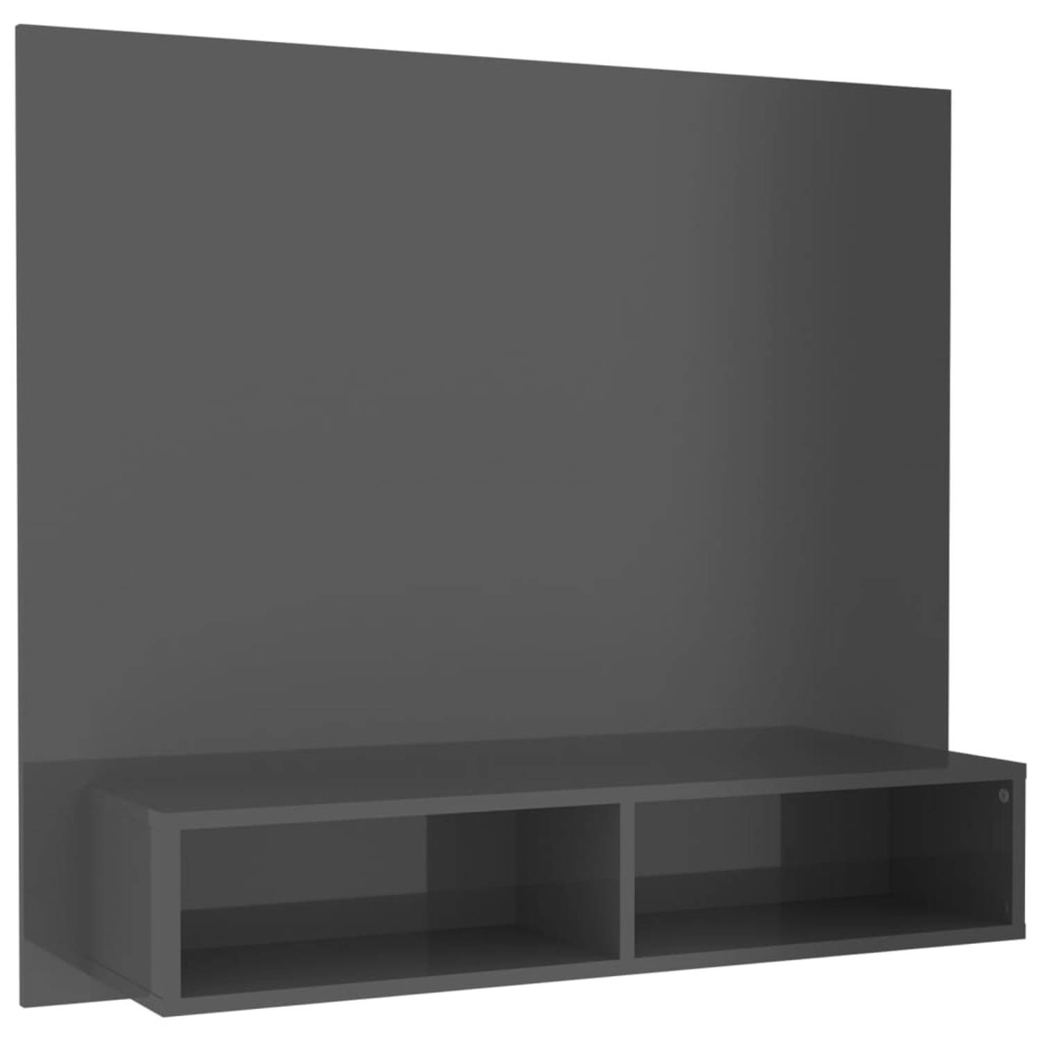 The Living Store Tv-wandmeubel 102x23-5x90 cm spaanplaat hoogglans grijs - Kast