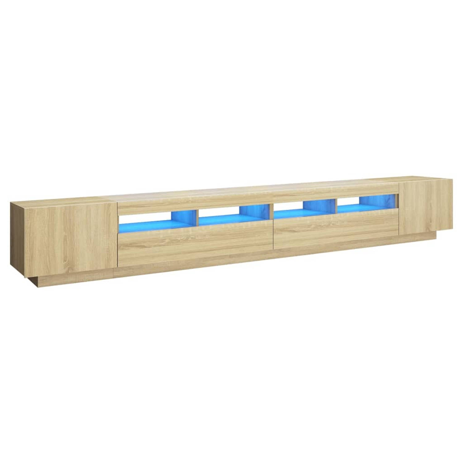 The Living Store Tv-meubel met LED-verlichting 300x35x40 cm sonoma eikenkleurig