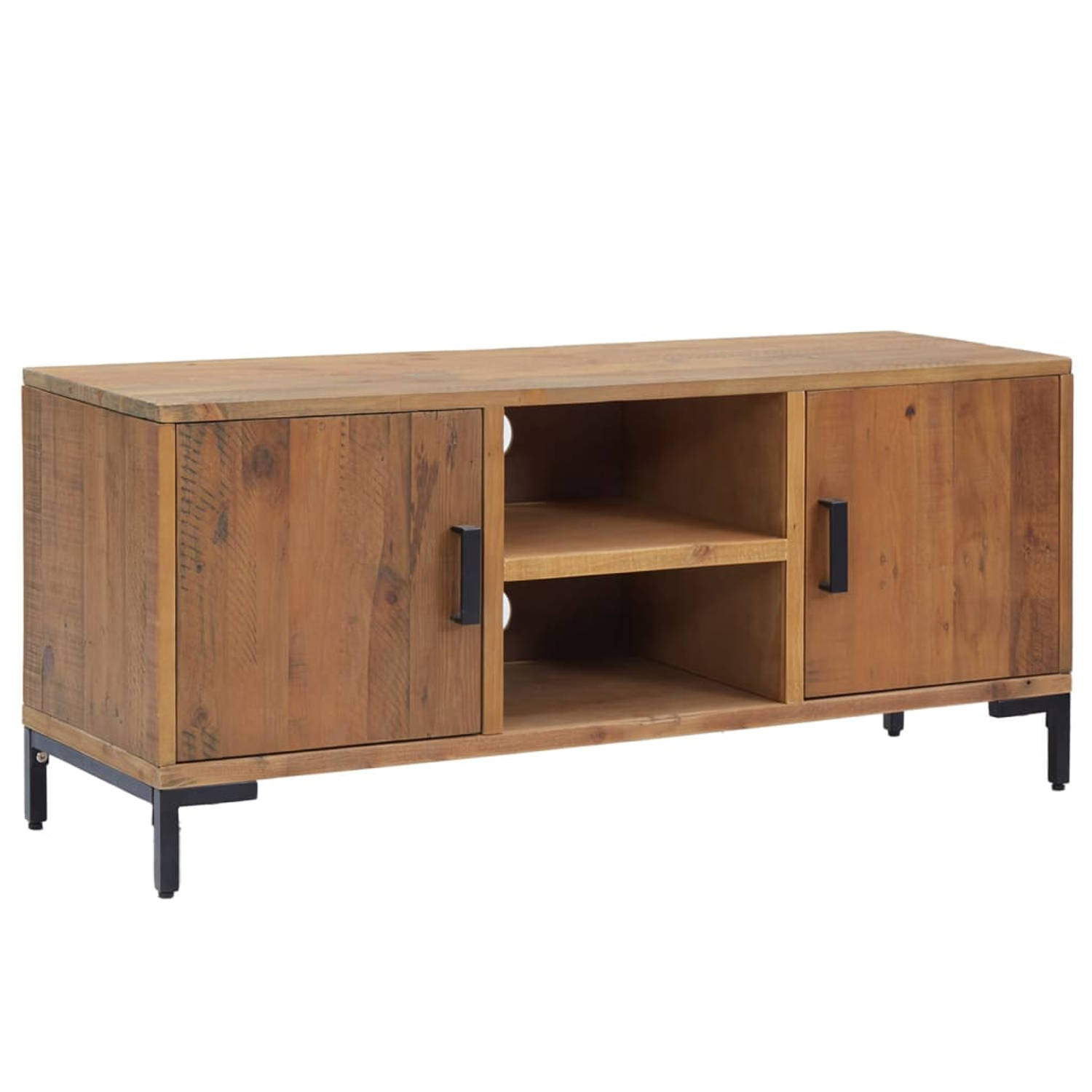 The Living Store TV-meubel Industrial - 110 x 35 x 48 cm - gerecycled grenenhout - vintage industriële uitstraling