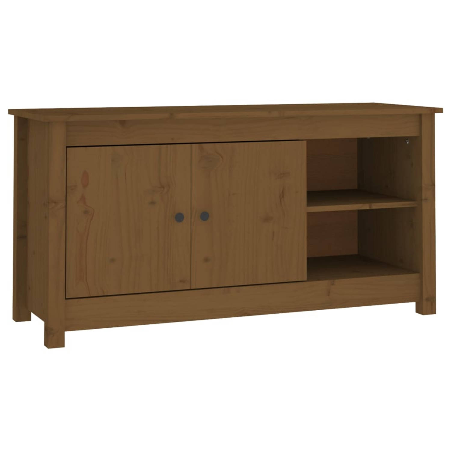 The Living Store Tv-meubel 103x36,5x52 cm massief grenenhout honingbruin