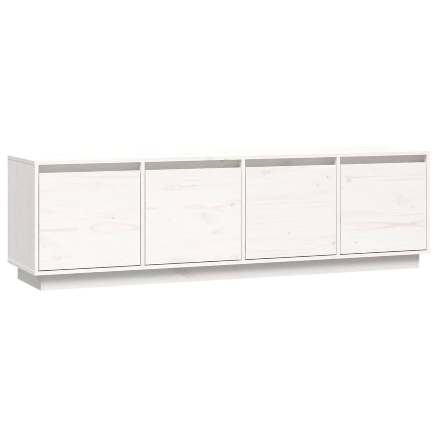 The Living Store TV-kast Massief Grenenhout - 156 x 37 x 45 cm - wit