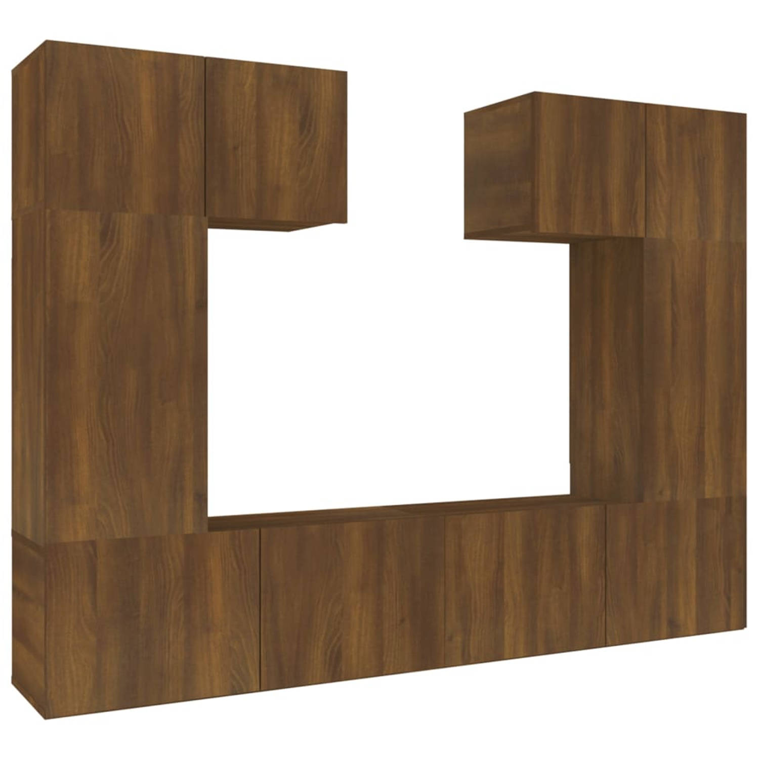 The Living Store Tv-meubelset - Klassiek - Bruineiken - 60x30x30cm - 30.5x30x60cm - 80x30x30cm
