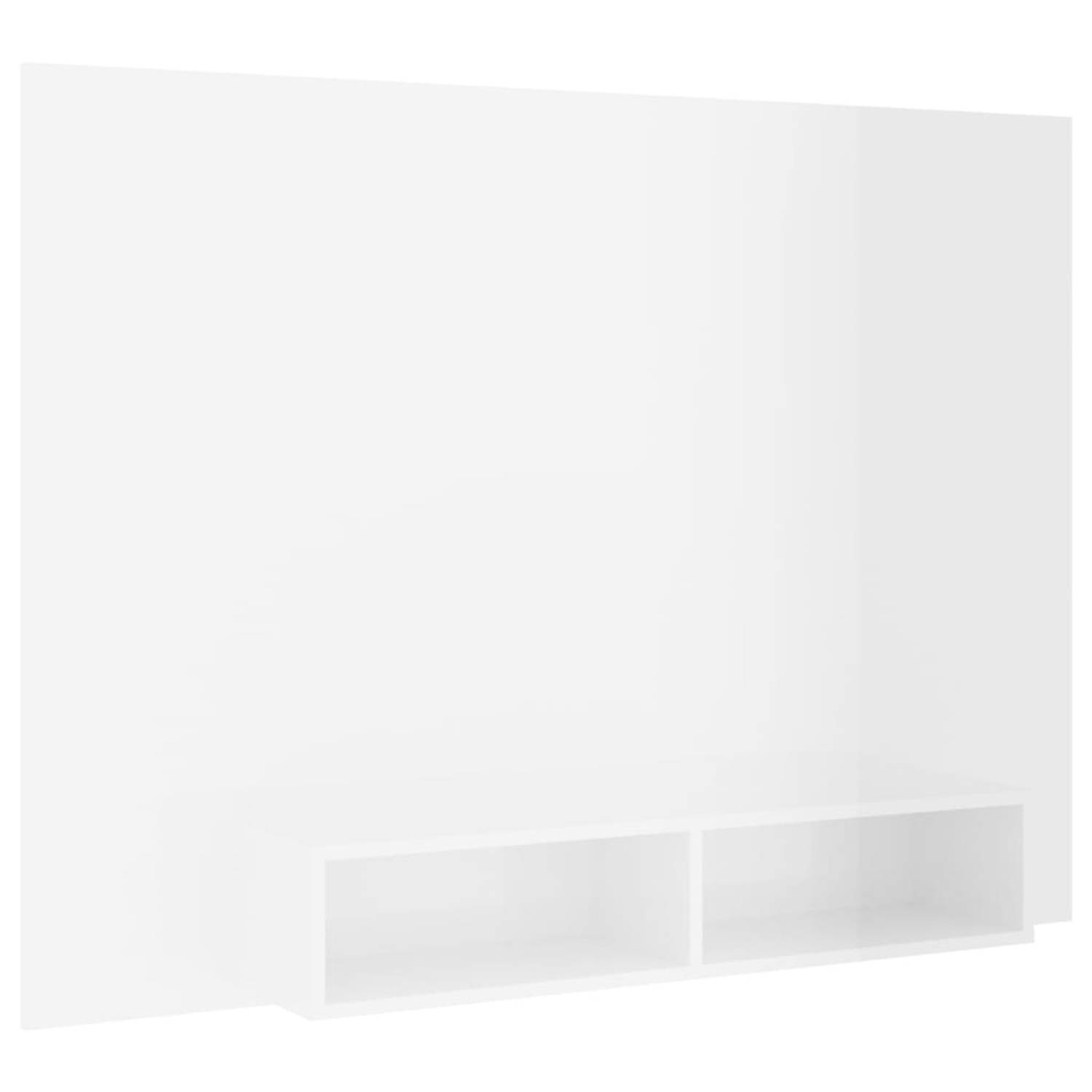 The Living Store Tv-wandmeubel - Hifi-kast - 135 x 23.5 x 90 cm - Hoogglans wit - Spaanplaat