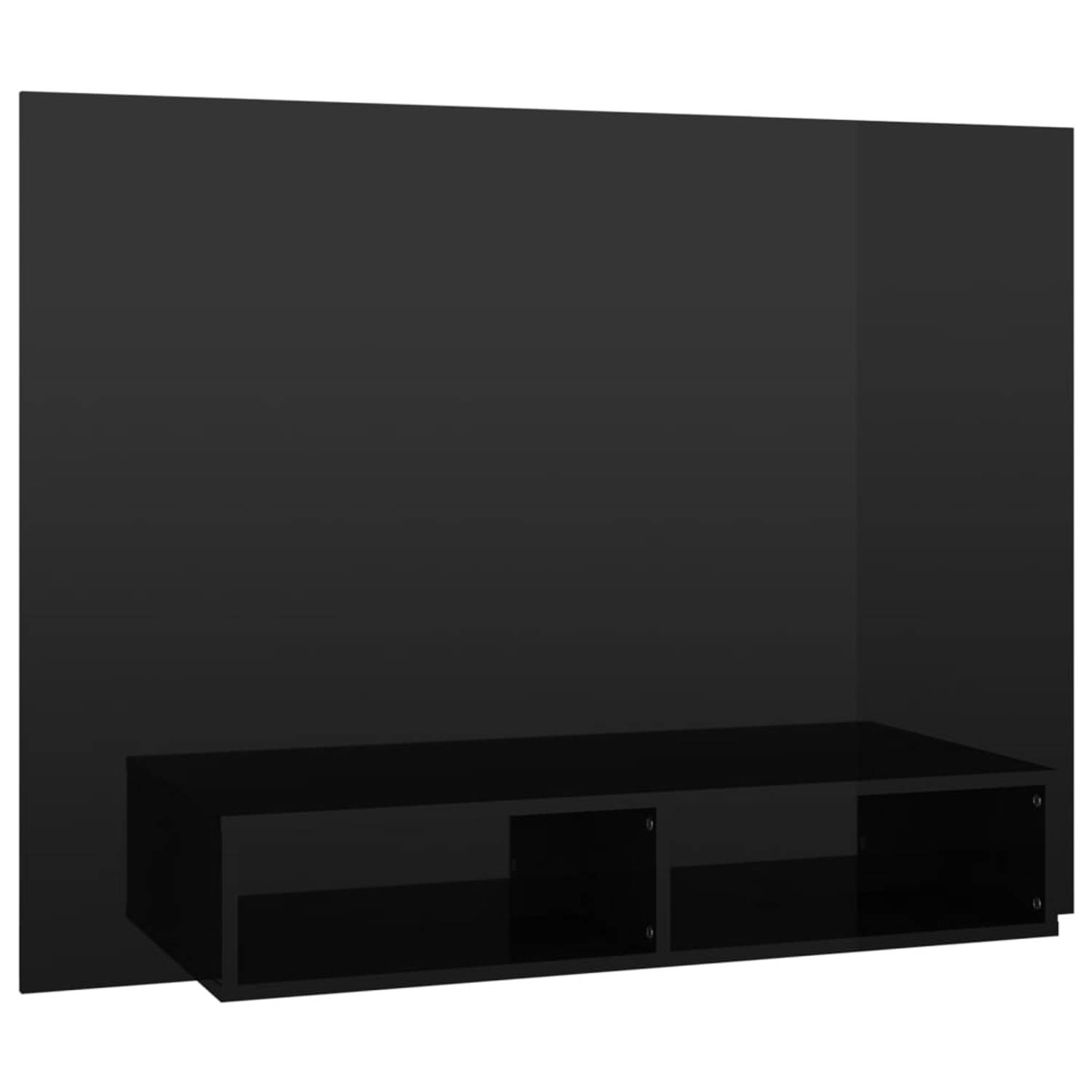 The Living Store TV-Wandmeubel - Zwarte Hoogglans - 120 x 23.5 x 90 cm - Montage vereist
