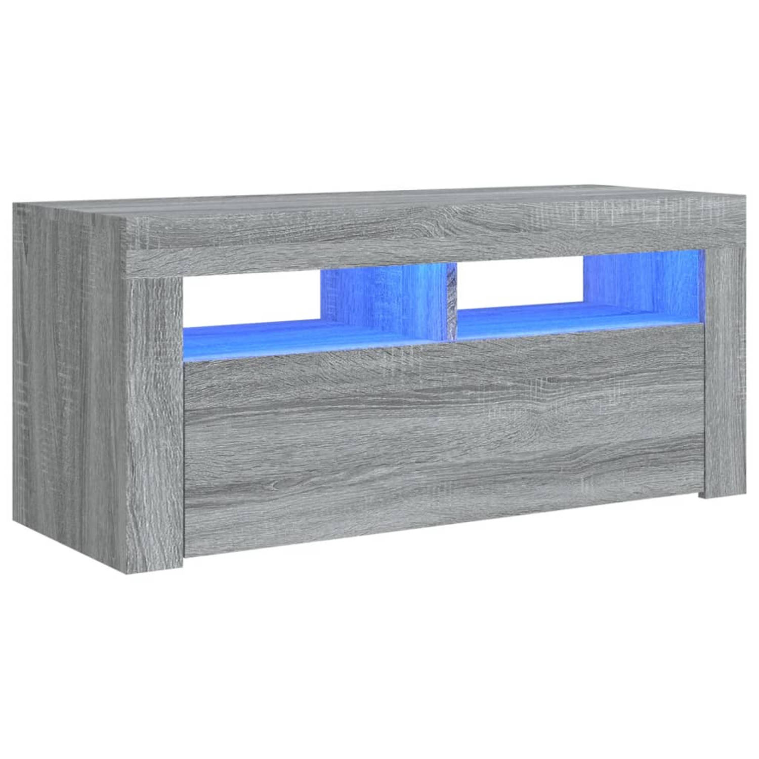 The Living Store TV-meubel - LED-verlichting - 90x35x40 cm - grijs sonoma eiken