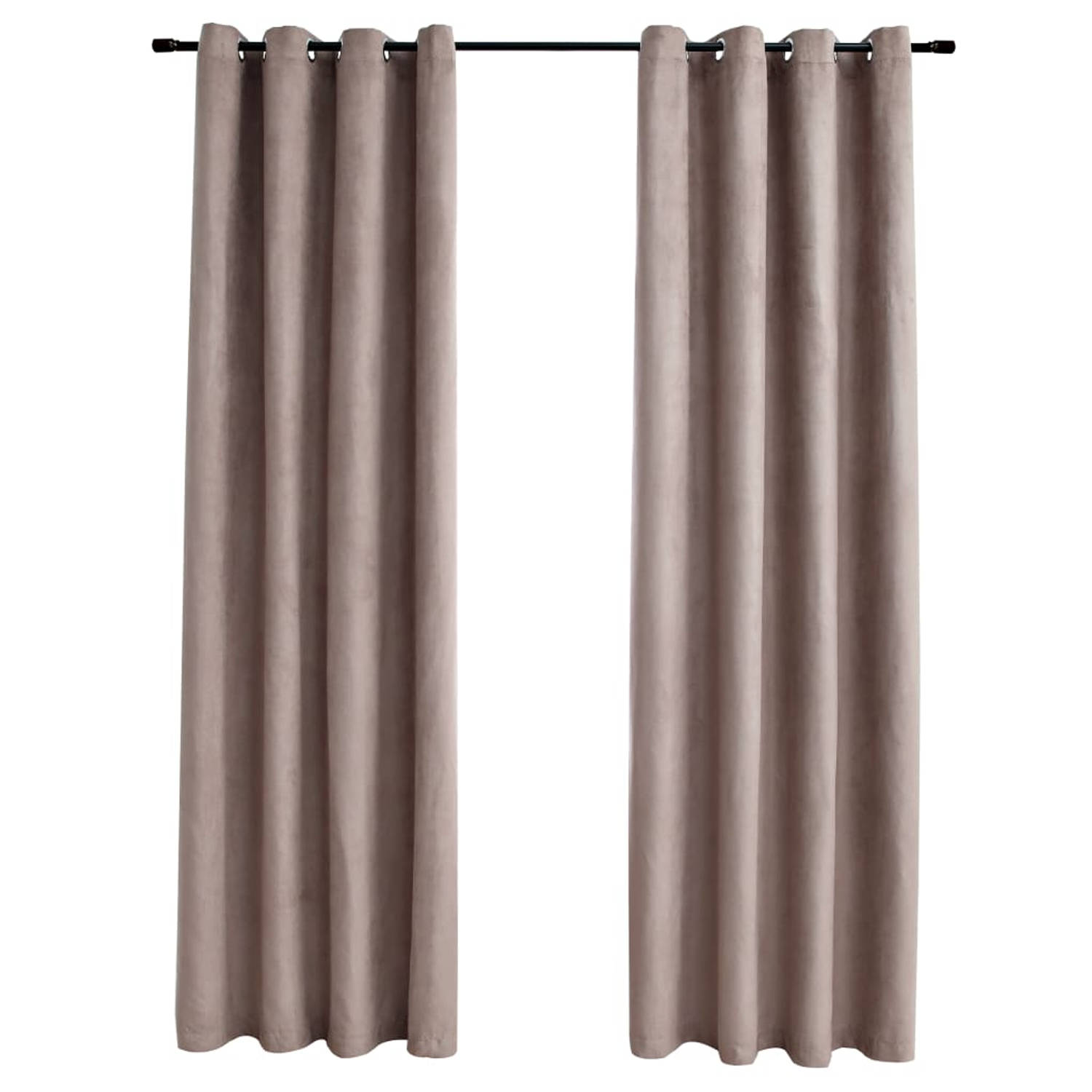 The Living Store Gordijnen Suede-Touch Taupe 140x175cm 100% Polyester