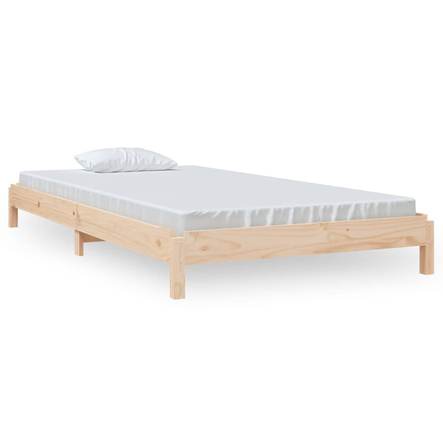 The Living Store Bed stapelbaar 100x200 cm massief grenenhout - Stapelbaar Bed - Stapelbare Bedden - Slaapmeubel - Bedframe - Bed - Bedbodem - Eenpersoonsbed - Stapelbed - Massief