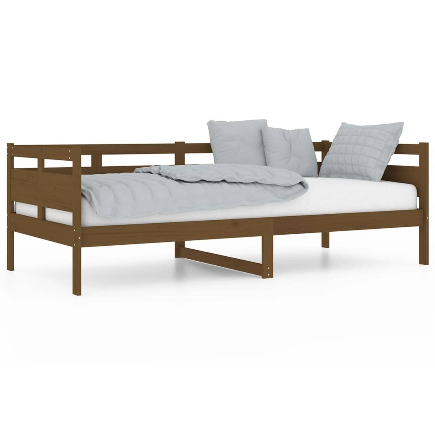 The Living Store Slaapbank massief grenenhout honingbruin 90x200 cm - Slaapbank - Slaapbanken - Bedbank - Bed - Bedframe - Houten Bedframe - Bedbodem - Slaapmeubel - Ledikant - Bed