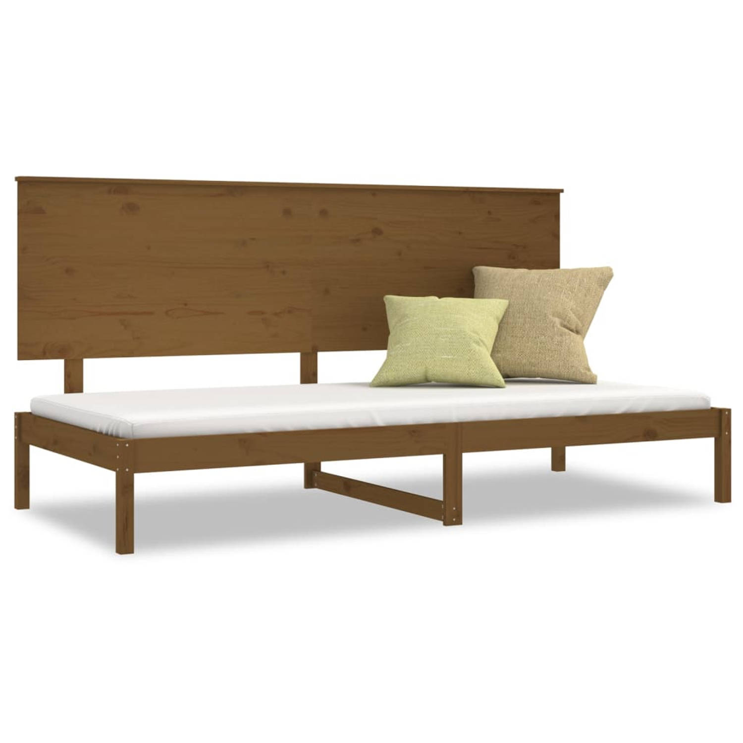 The Living Store Slaapbank 90x200 cm massief grenenhout honingbruin - Slaapbank - Slaapbanken - Bedbank - Bed - Bedframe - Houten Bedframe - Bedbodem - Logeerbed - Slaapmeubel - Le