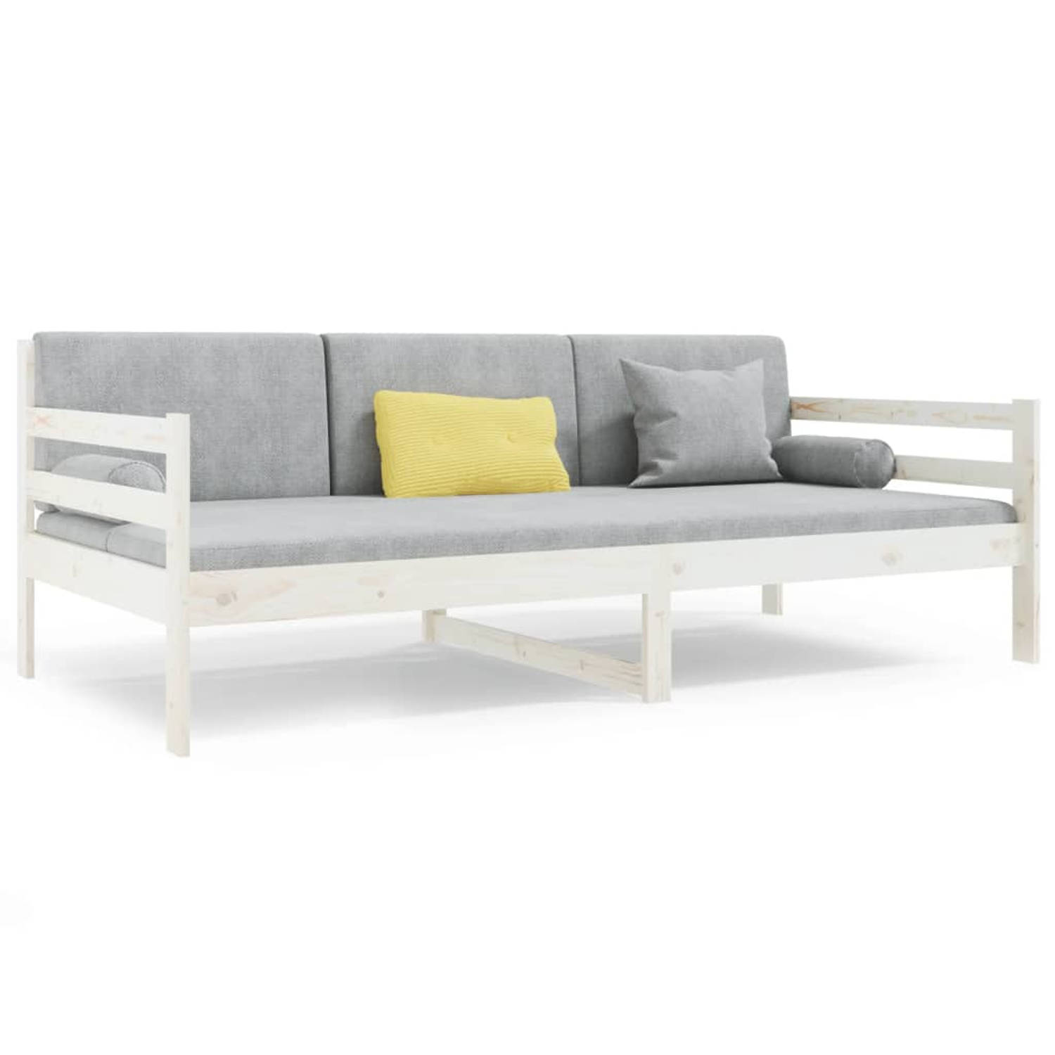 The Living Store Slaapbank 90x190 cm massief grenenhout wit - Slaapbank - Slaapbanken - Bedbank - Bed - Bedframe - Houten Bedframe - Bedbodem - Logeerbed - Slaapmeubel - Ledikant -