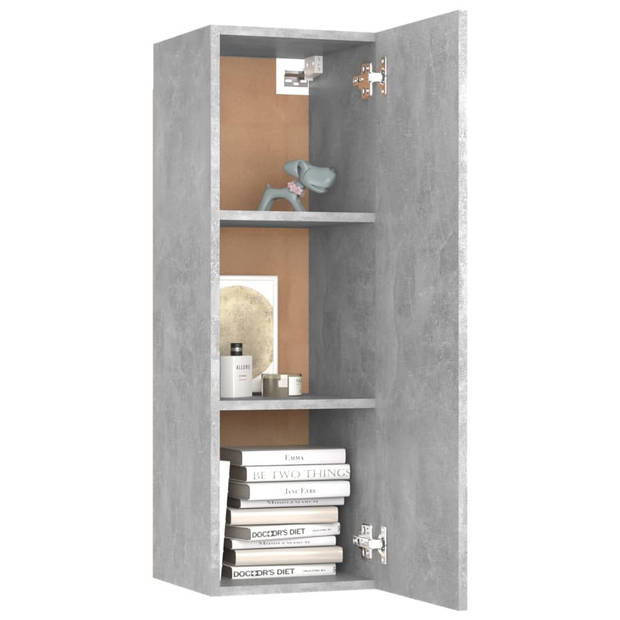 The Living Store Wandkast Betongrijs - 30.5 x 30 x 90 cm - Stevig en praktisch design