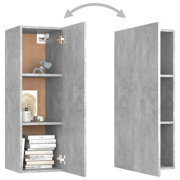 The Living Store Wandkast Betongrijs - 30.5 x 30 x 90 cm - Stevig en praktisch design