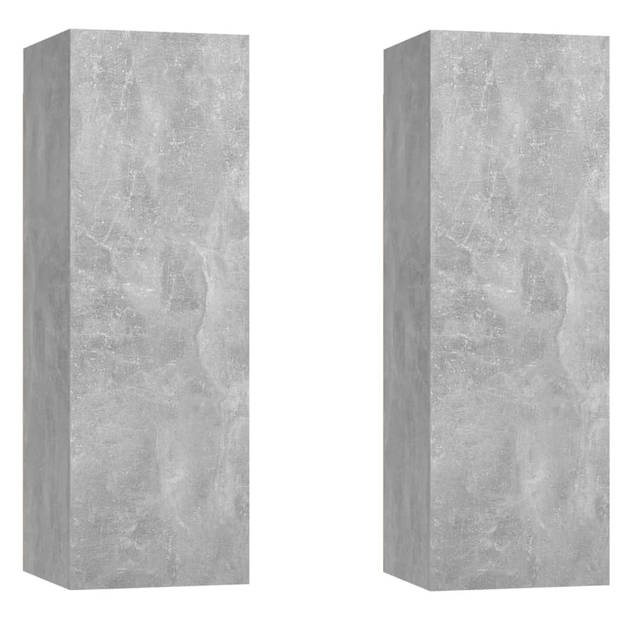 The Living Store Wandkast Set Betongrijs - 30.5 x 30 x 90 cm - 2 schappen - spaanplaat