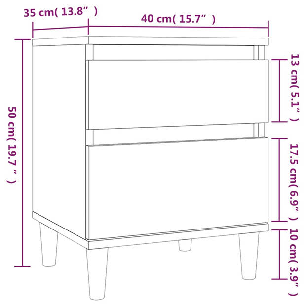 vidaXL Nachtkastje 40x35x50 cm grijs sonoma eikenkleurig