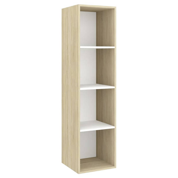 The Living Store Tv-meubelset - Tv-meubelen - 37 x 37 x 142.5 cm - Kleur- wit en sonoma eiken - Materiaal- spaanplaat