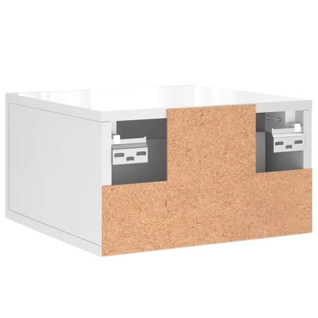 The Living Store Wandnachtkastje - Hoogglans wit - 35 x 35 x 20 cm - 2 stuks