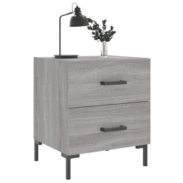 vidaXL Nachtkastjes 2 st 40x35x47,5 cm bewerkt hout grijs sonoma eiken