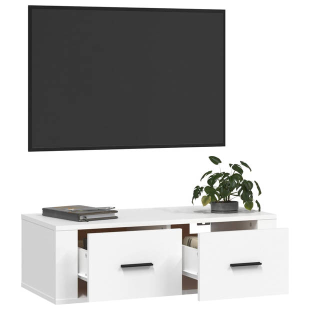 The Living Store Klassiek Hangend TV-Meubel - 80x36x25cm - Wit