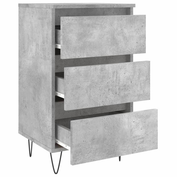 vidaXL Nachtkastjes 2 st 40x35x69 cm bewerkt hout betongrijs