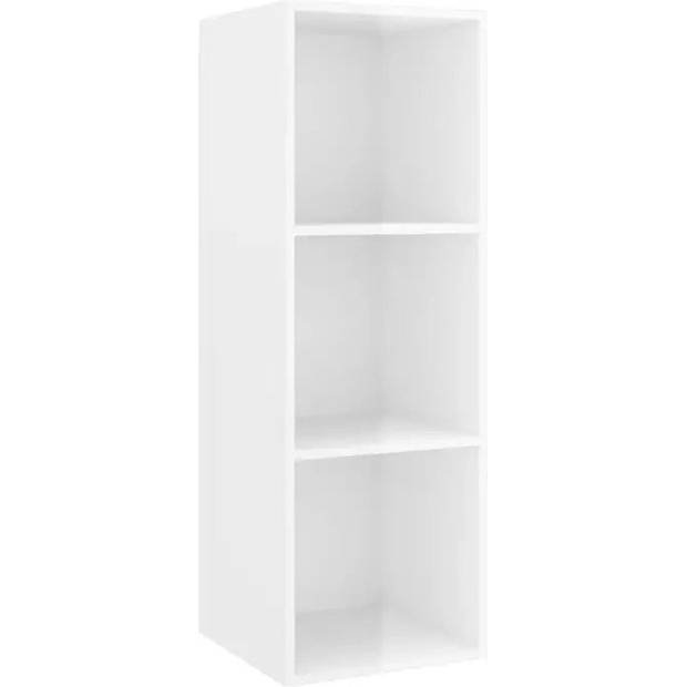 The Living Store Televisiewandmeubelset - Hoogglans wit - 37 x 37 x 107 cm - 4x tv-meubel