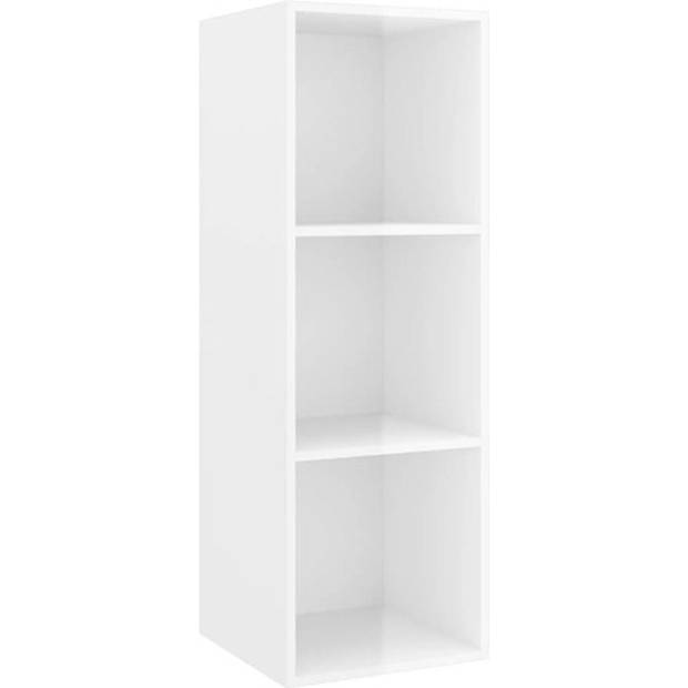 The Living Store Televisiewandmeubelset - Hoogglans wit - 1 tv-meubel- 37x37x107 cm - 2 tv-meubels- 37x37x142.5 cm -