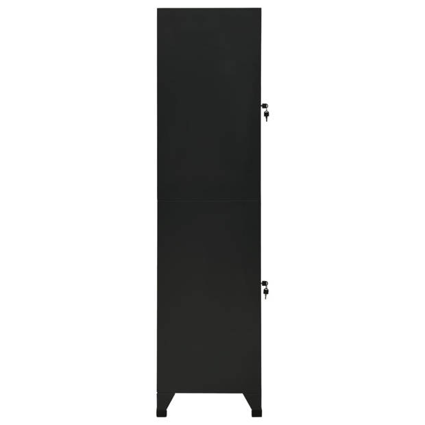 The Living Store Lockerkast - zwart staal - 38 x 45 x 180 cm - met hangers en labelhouders