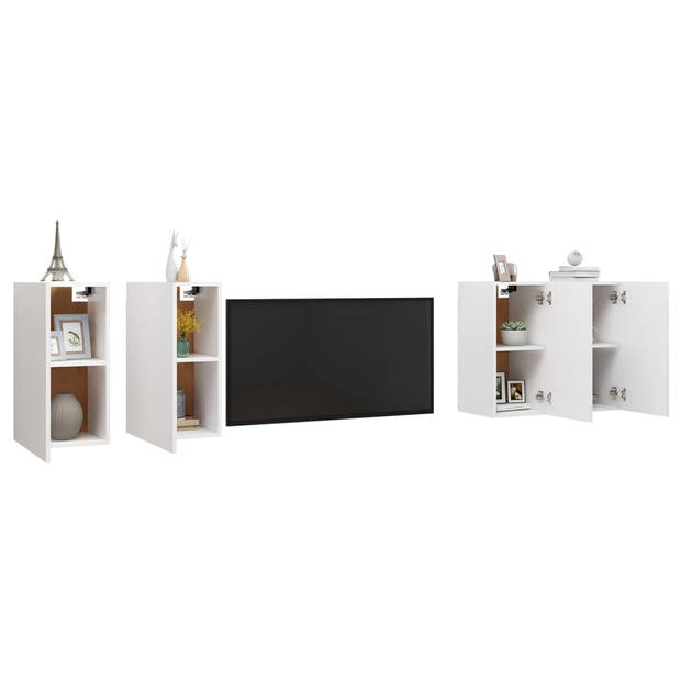 The Living Store Hangende televisiekastenset - Wandmeubelen - 30.5 x 30 x 60 cm - Stevig en praktisch - Wit