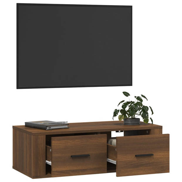 The Living Store Hangend TV-meubel - 80 x 36 x 25 cm - Bruineiken - Duurzaam - ruimtebesparend