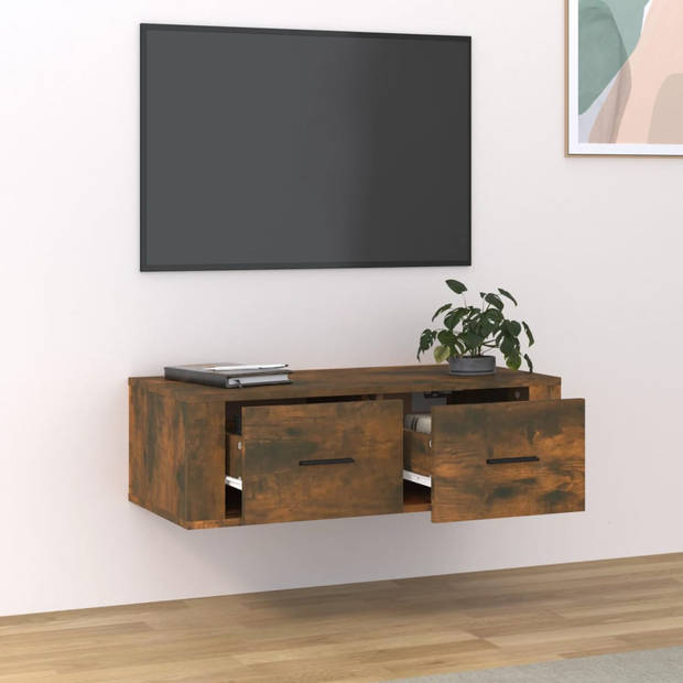 The Living Store TV-meubel - Klassiek hangend - 80 x 36 x 25 cm - Gerookt eiken