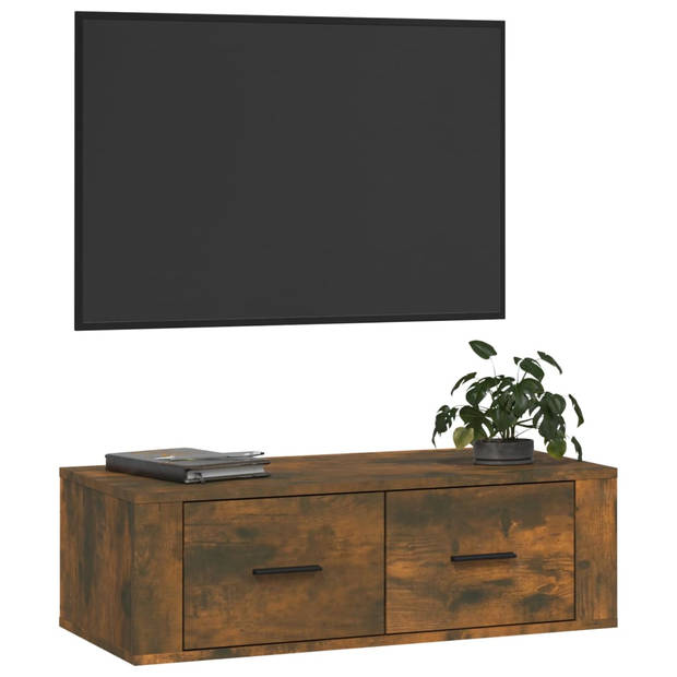 The Living Store TV-meubel - Klassiek hangend - 80 x 36 x 25 cm - Gerookt eiken