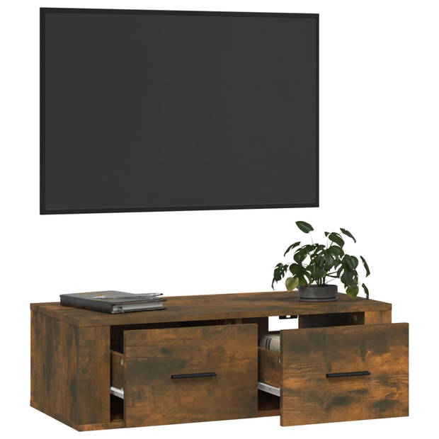 The Living Store TV-meubel - Klassiek hangend - 80 x 36 x 25 cm - Gerookt eiken