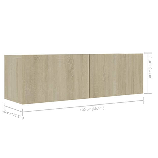 The Living Store Televisiekast TV-meubel - Sonoma eiken - 100 x 30 x 30 cm - 30.5 x 30 x 110 cm - 30.5 x 30 x 30 cm