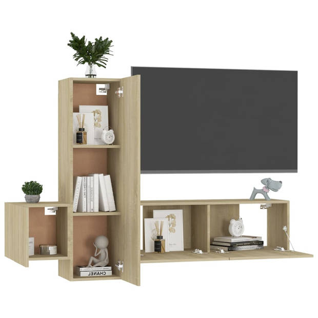 The Living Store Televisiekast TV-meubel - Sonoma eiken - 100 x 30 x 30 cm - 30.5 x 30 x 110 cm - 30.5 x 30 x 30 cm