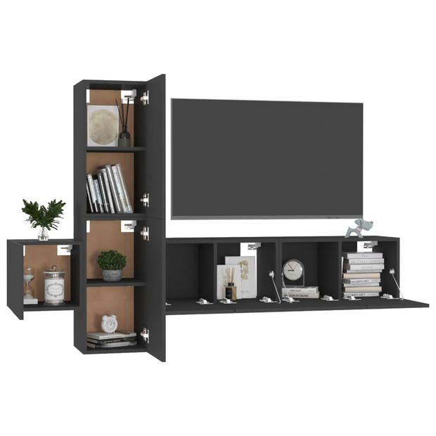 The Living Store Televisiemeubel Trendy Zwart - 60 x 30 x 30 cm - Wandmontage - Opbergruimte voor boeken en dvds